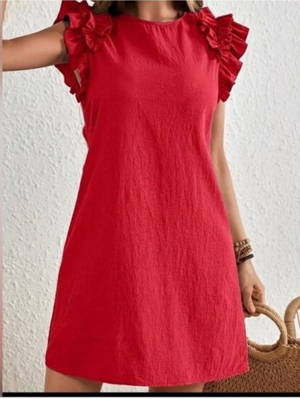 TRÏBE Ruffled Cap Sleeve Red Mini Dress Size XL NWT